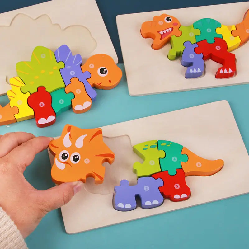 Wooden Three dimensional Dinosaur Puzzle