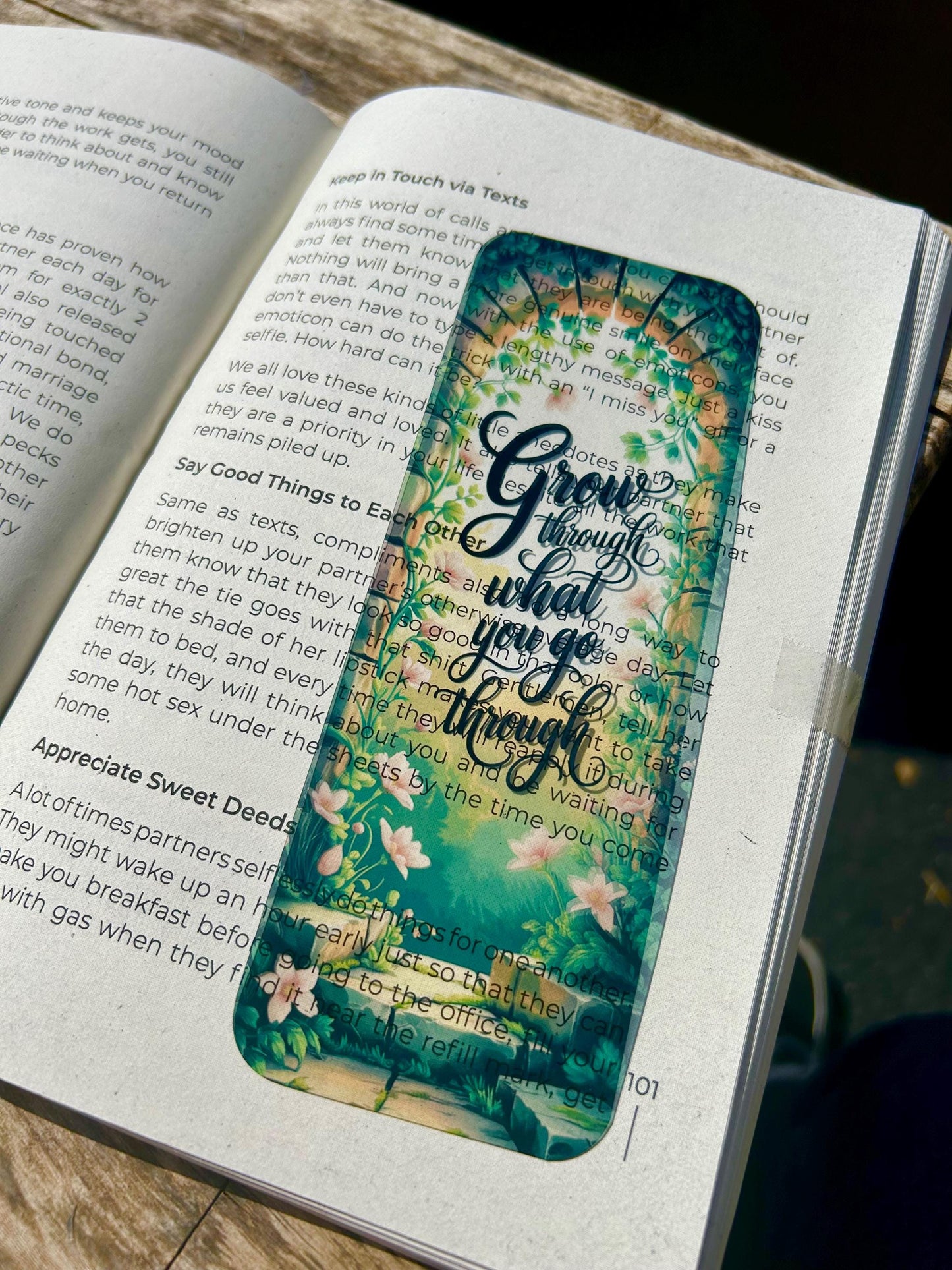 Grow Through What You Go Through Bookmark – Gardener Gift, Floral Design, Positive Mindset, Book Lover Gift