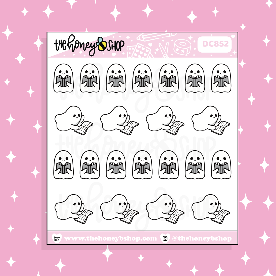 Ghostie Reading Doodle Sticker