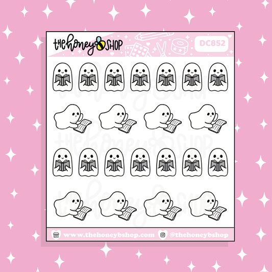 Ghostie Reading Doodle Sticker
