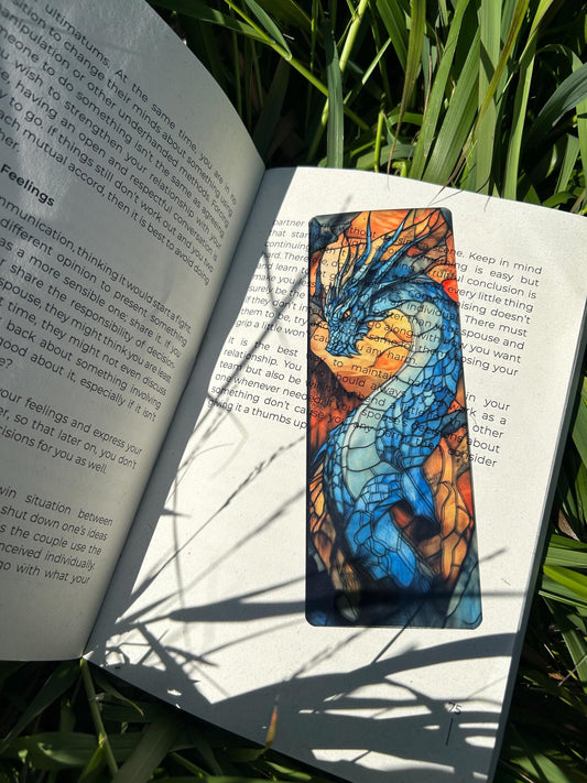 Blue Eragon Bookmark - Handcrafted Inheritance Cycle Inspired Bookmark, Fantasy Dragon Design