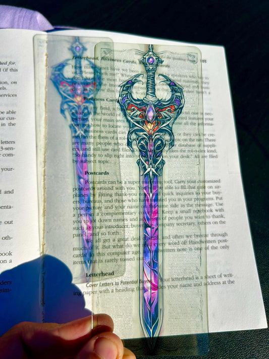 Hero’s Sword Bookmark – Dark Fantasy Blade with Amethyst Core | Gothic Warrior Gift for Book Lovers