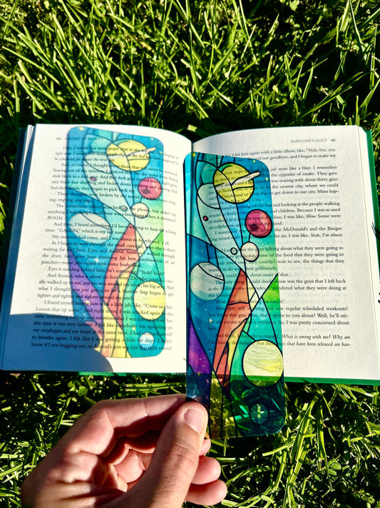 Retro Space Bookmark - Vintage-Inspired Galaxy & Planets Design, Unique Book Lover Gift, Cosmic Art Bookmark, Retro Sci-Fi Style