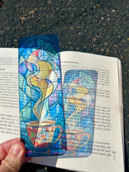 Stained Glass Coffee Lover Bookmark – Cozy Café Vibes, Unique Coffee Gift, Bookworm & Espresso Enthusiast Accessory