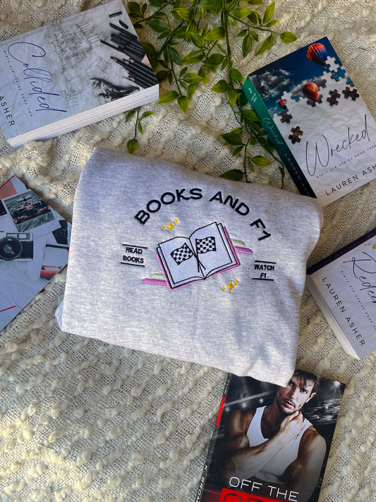 Books and F1 Sweatshirt