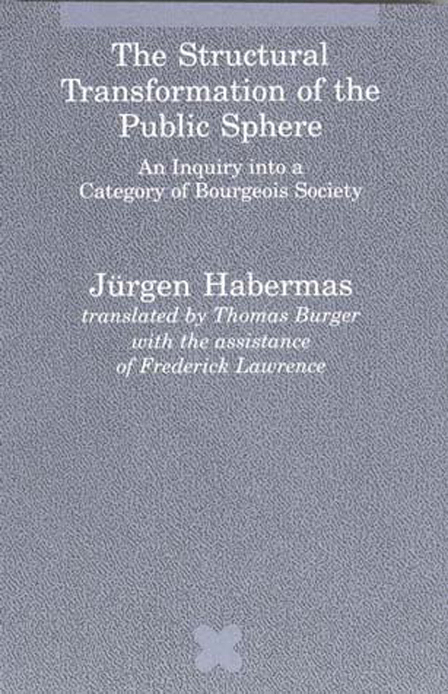 The Structural Transformation of the Public Sphere - An Inquiry into a Category of Bourgeois Society (Studies in Contemporary German Social Thought)