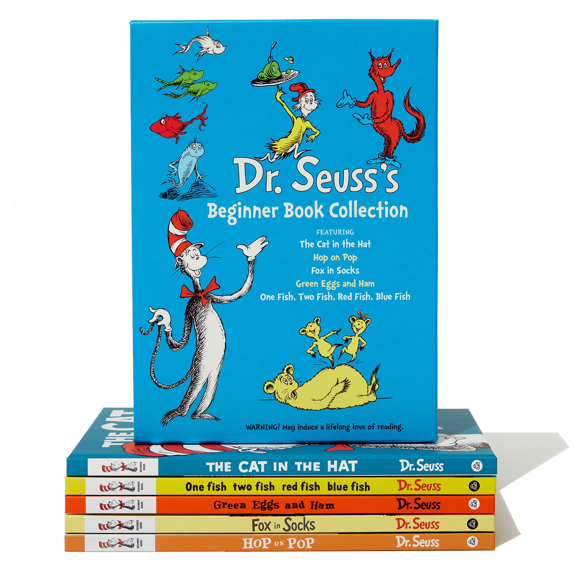 Dr. Seuss's Beginner Book Boxed Set Collection - The Cat in the Hat; One Fish Two Fish Red Fish Blue Fish; Green Eggs and Ham; Hop on Pop; Fox in Socks (Beginner Books)