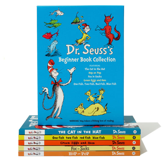 Dr. Seuss's Beginner Book Boxed Set Collection - The Cat in the Hat; One Fish Two Fish Red Fish Blue Fish; Green Eggs and Ham; Hop on Pop; Fox in Socks (Beginner Books)