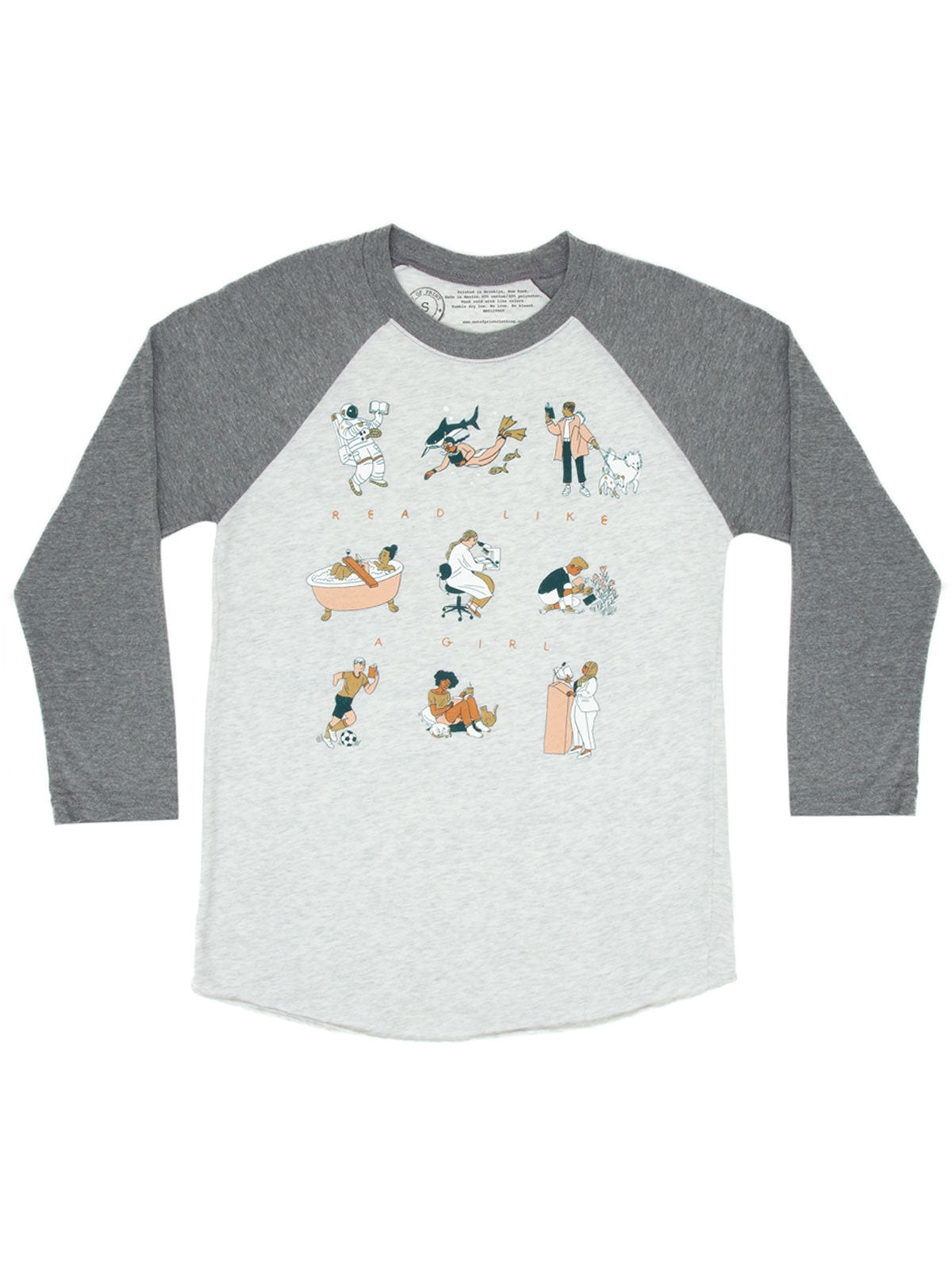 Read Like a Girl Unisex 3/4 Sleeve Raglan Medium