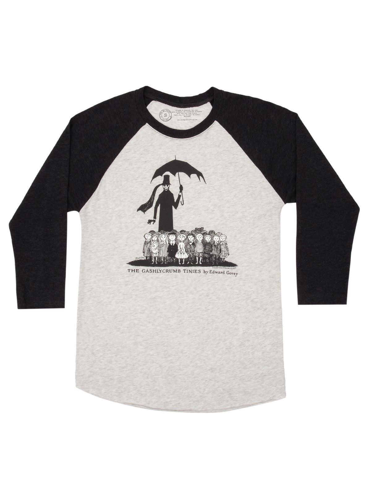The Gashlycrumb Tinies Unisex 3/4 Sleeve Raglan Small