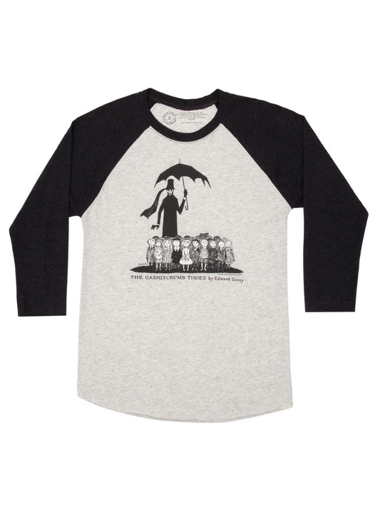 The Gashlycrumb Tinies Unisex 3/4 Sleeve Raglan Small