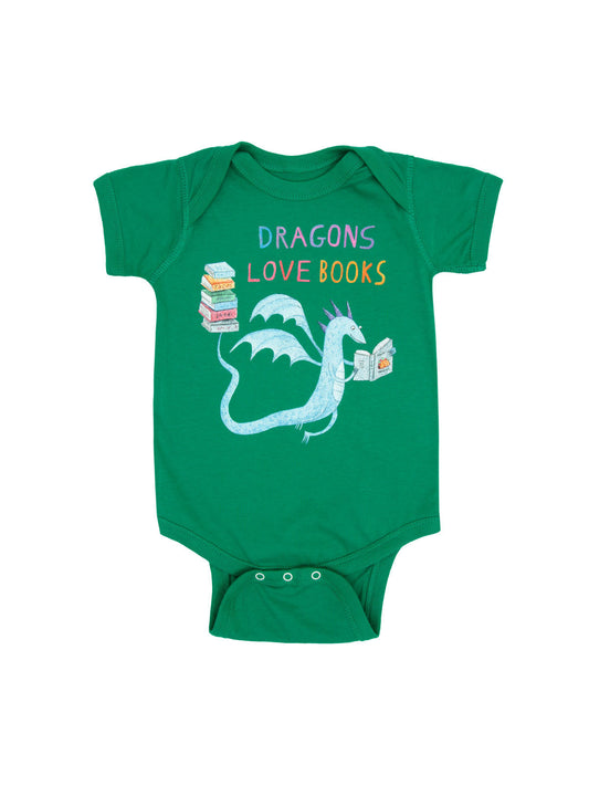 Dragons Love Books Baby Bodysuit - 12 Mo