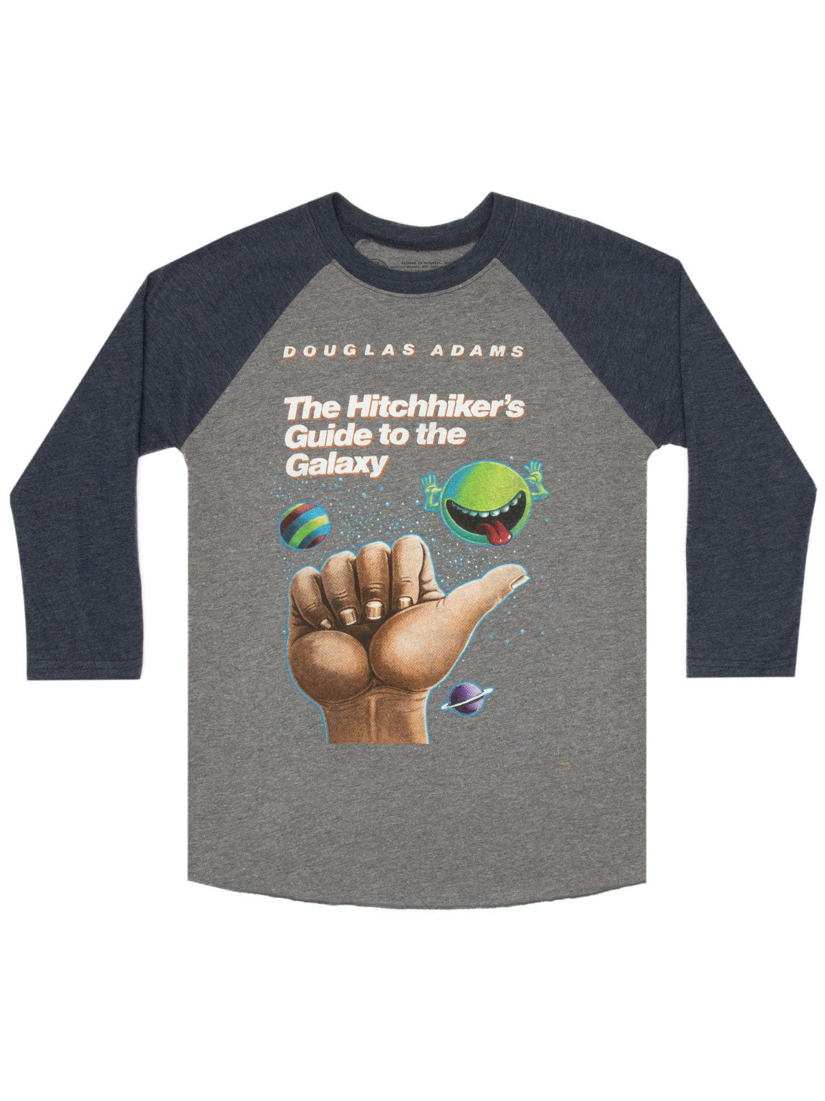 The Hitchhiker's Guide to the Galaxy (Indigo) Unisex 3/4 Sleeve Raglan X-Large
