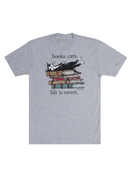 Books. Cats. Life is Sweet. Unisex T-Shirt X-Small