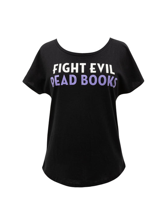 Fight Evil, Read Books: Text Only Design Women's Relaxed Fit T-Shirt Large