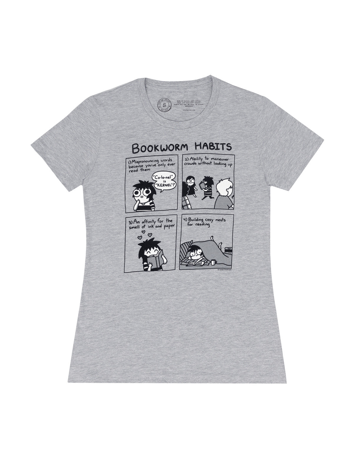 Sarah's Scribbles: Bookworm Habits Women's Crew T-Shirt Small