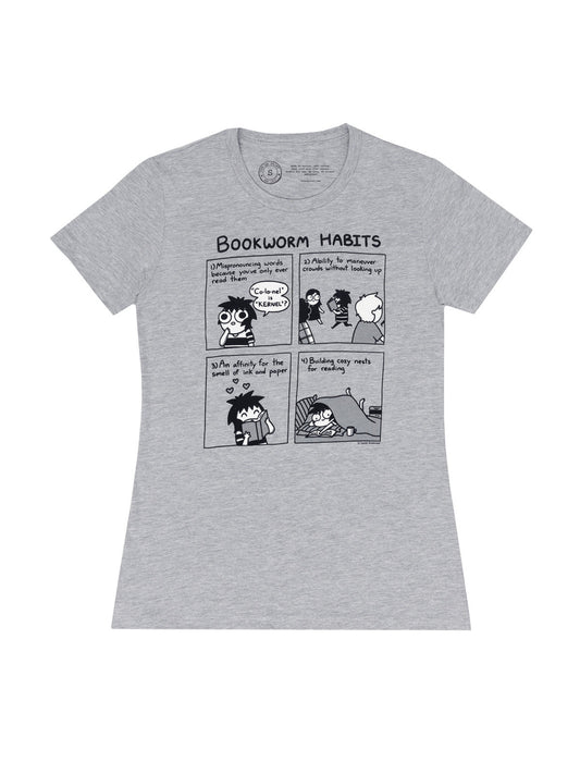 Sarah's Scribbles: Bookworm Habits Women's Crew T-Shirt X-Large
