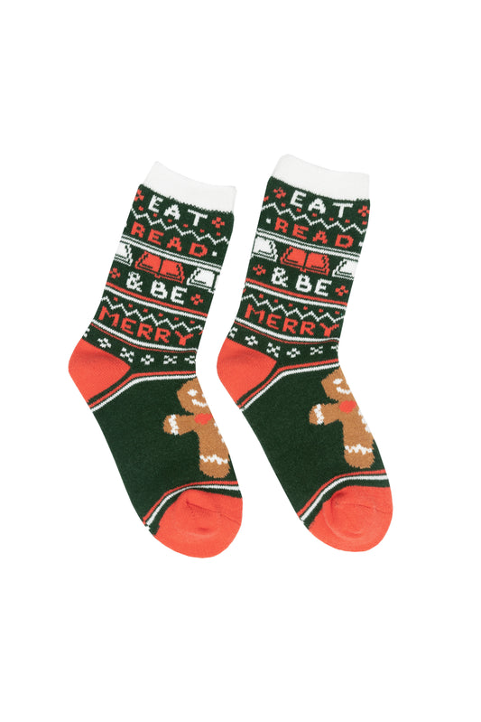 Eat, Read, & Be Merry Cozy Socks - Small