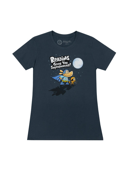 Dog Man: Reading Gives You Superpowers Women's Crew T-Shirt X-Small