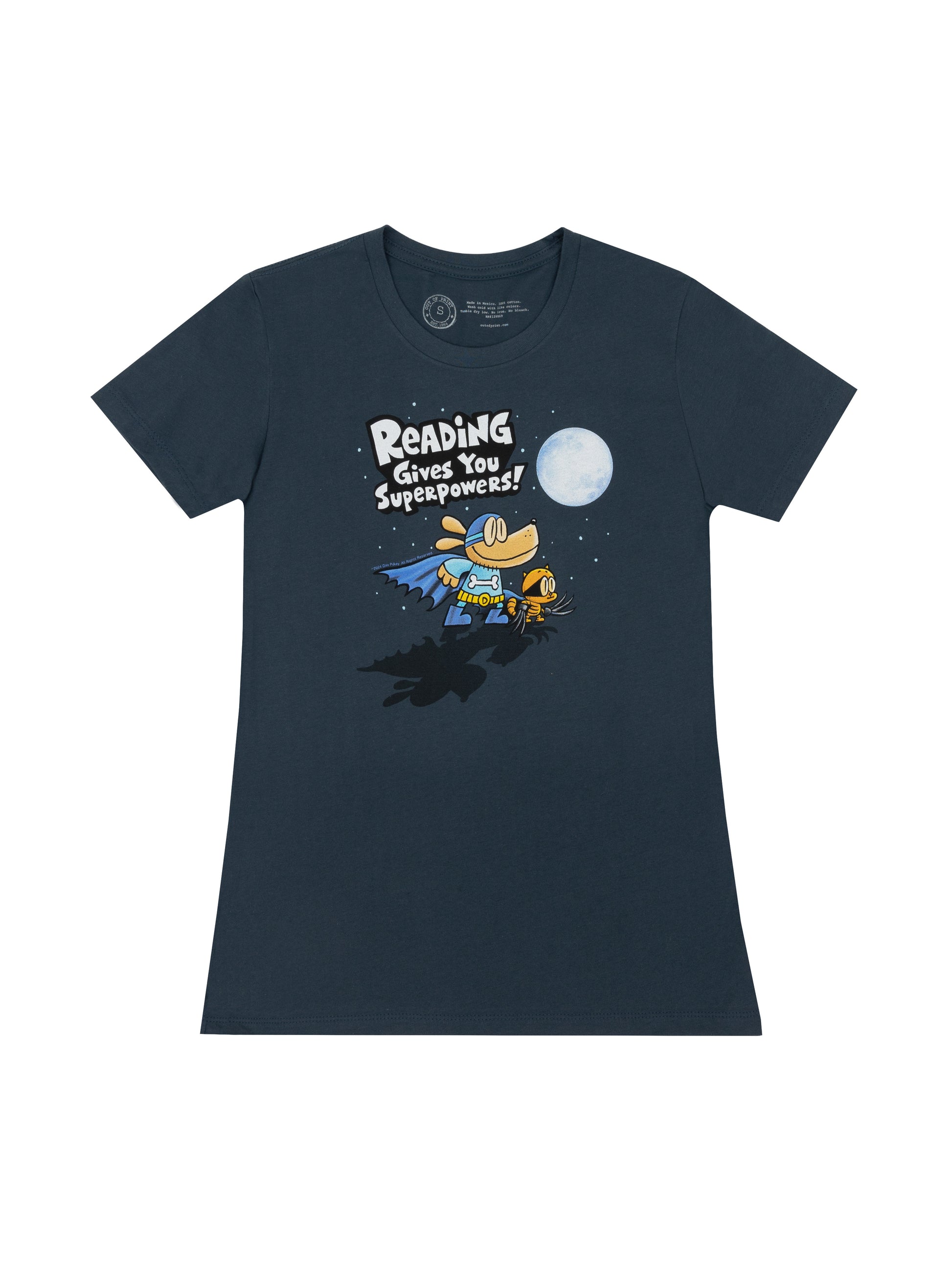 Dog Man: Reading Gives You Superpowers Women's Crew T-Shirt Large