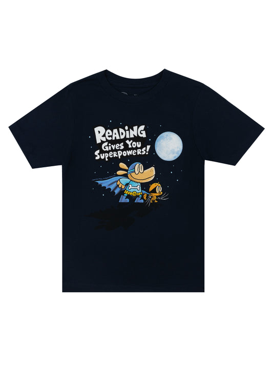 Dog Man: Reading Gives You Superpowers Kids' T-Shirt - 6 Yr