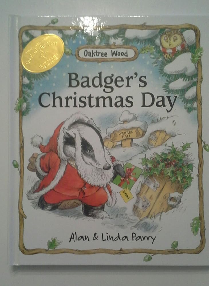Badgers Christmas Day Oaktree Wood Series by Linda Parry, Alan Parry