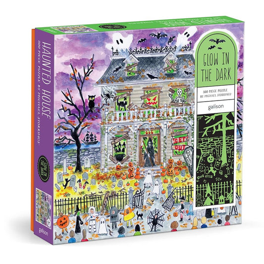 Michael Storrings Haunted House 500 Piece Glow in the Dark Puzzle by Galison