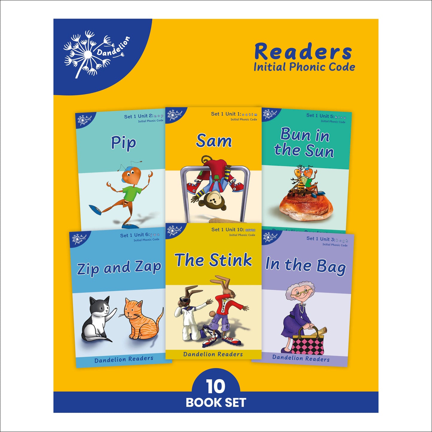 Phonic Books Dandelion Readers Set 1 Units 1-10 Sam (Alphabet Code Blending 4 and 5 Sound Words) - Decodable Books for Beginner Readers Alphabet Code Blending 4 and 5 Sound Words (Phonic Books Beginner Decodable)