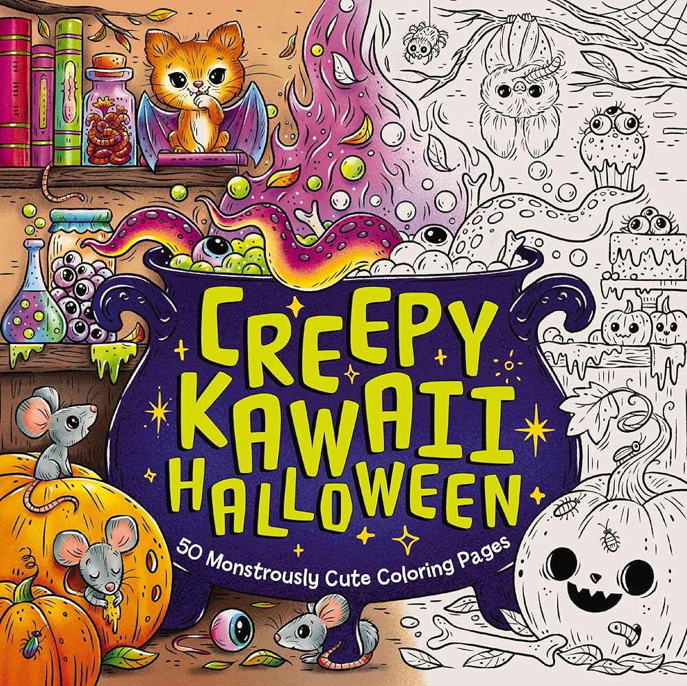 Creepy Kawaii Halloween: 50 Monstrously Cute Coloring Pages by Editors of Cider Mill Press, Ela Jarzabek