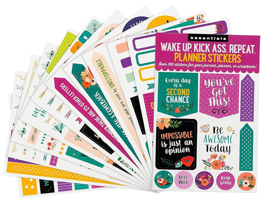 Essentials Planner Stickers -- Wake Up Kick Ass Repeat (Set of 150 Stickers) cover image