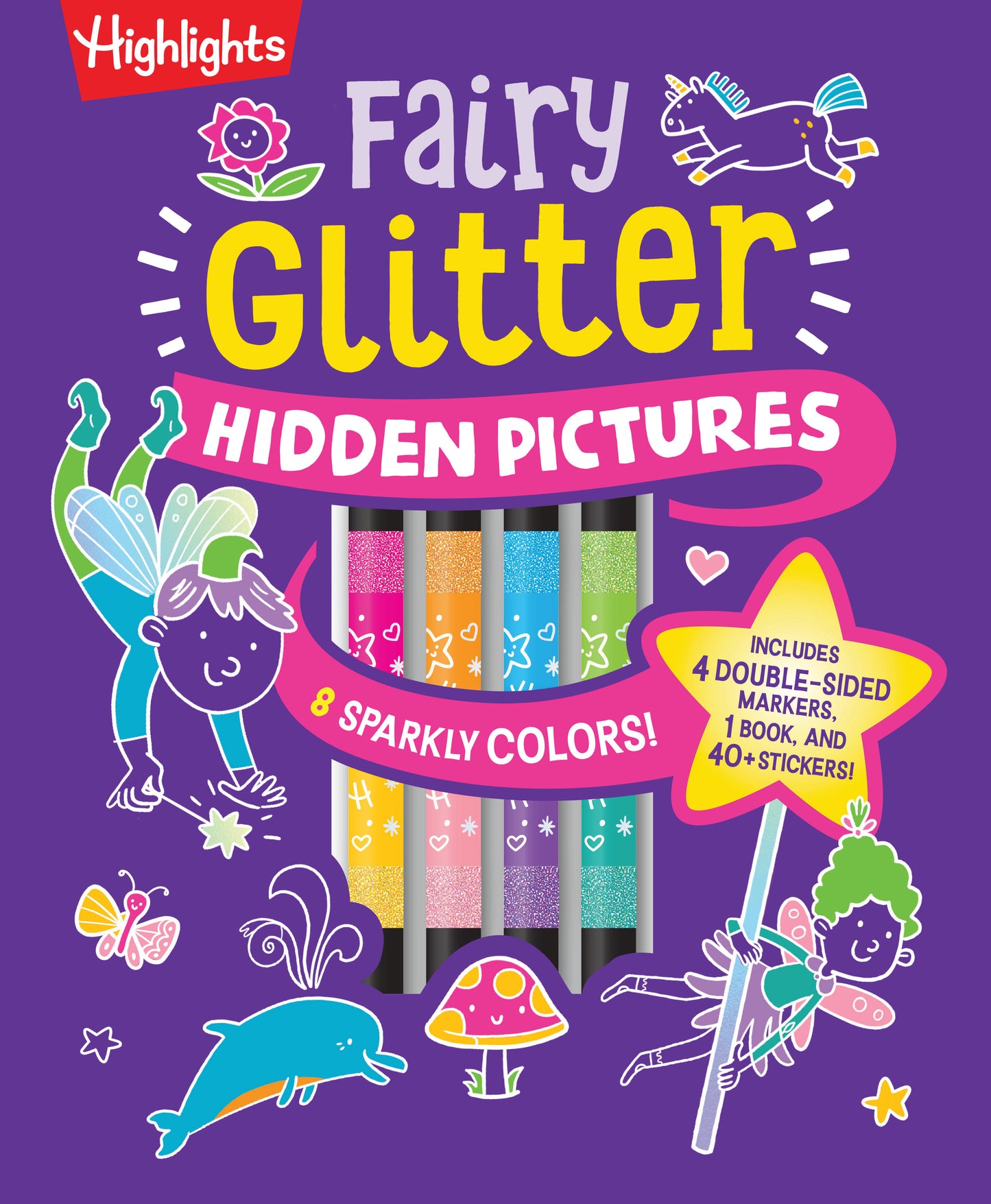 Fairy Glitter Hidden Pictures - Glitter Coloring Book for Kids 6-12 with Fairy-Themed Hidden Pictures Puzzles, Sparkly Markers and Stickers for Creative Coloring Fun (Highlights Hidden Pictures Coloring Kits)