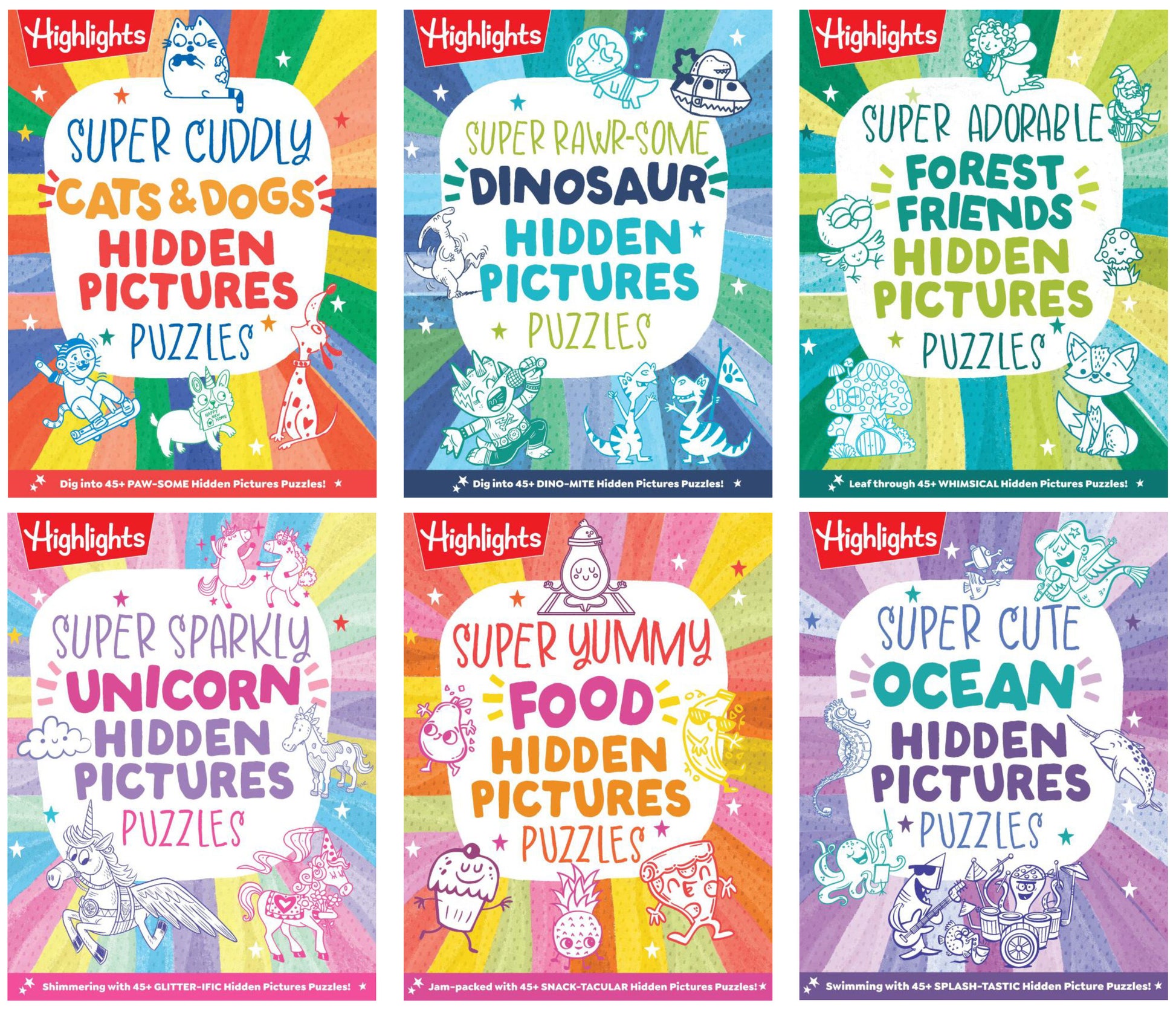 Super Cute Bundle - Puzzle Pack for Kids with Over 380 Pages of Adorable Hidden Object Puzzles, Fun Puzzle Gift Set featuring Cats, Unicorns, Dinosaurs, Food and Forest Critters