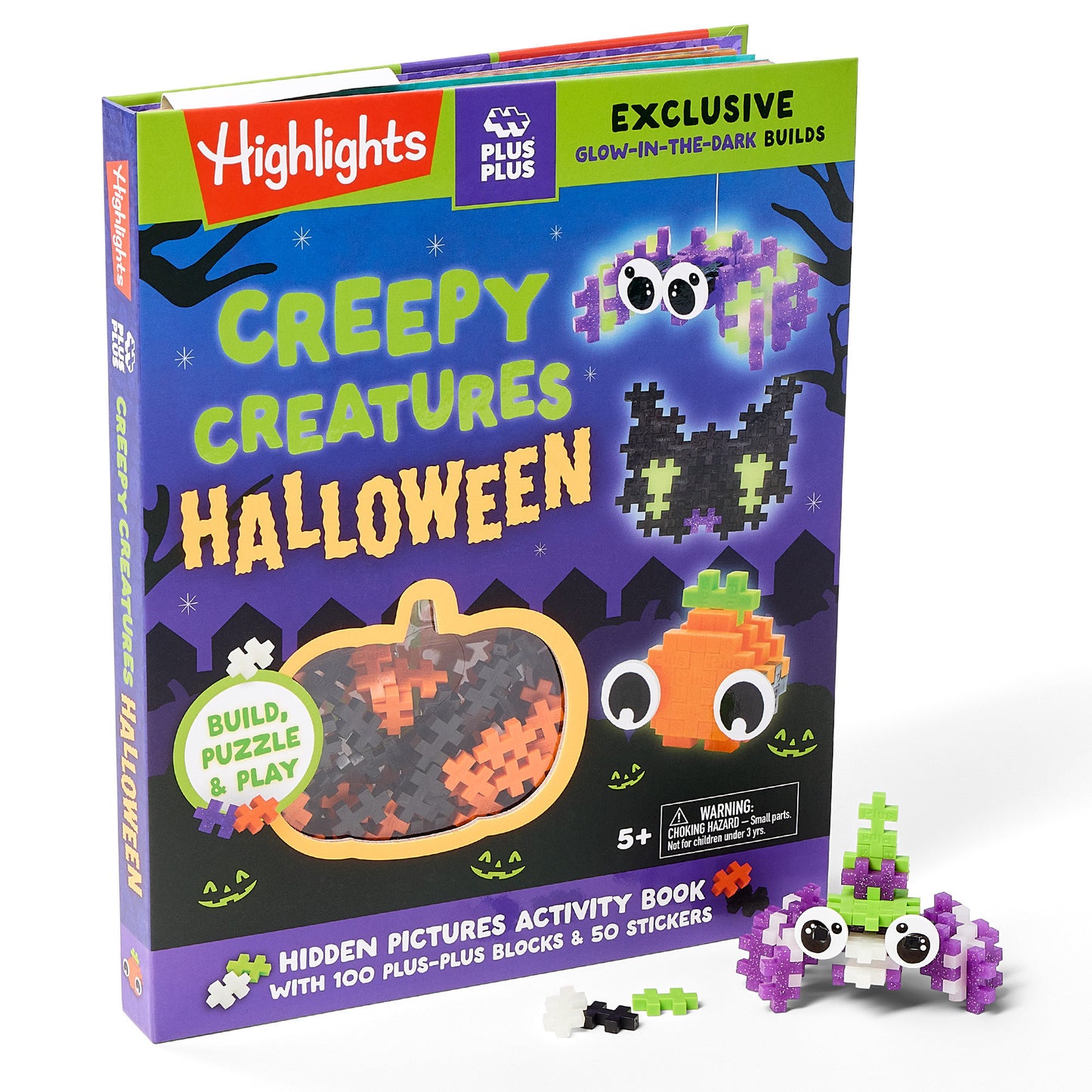 Halloween Puzzle and Play - Build with 100 Pieces! (Highlights & Plus-Plus Activity Book and Blocks Set)