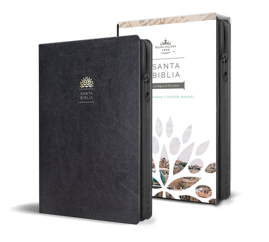 Biblia Reina Valera 1960 letra grande. S�mil piel negra, cremallera, tama�o manual / Holy Bible RVR 1960. Handy Size, Large Print, Leathersoft, Zipp