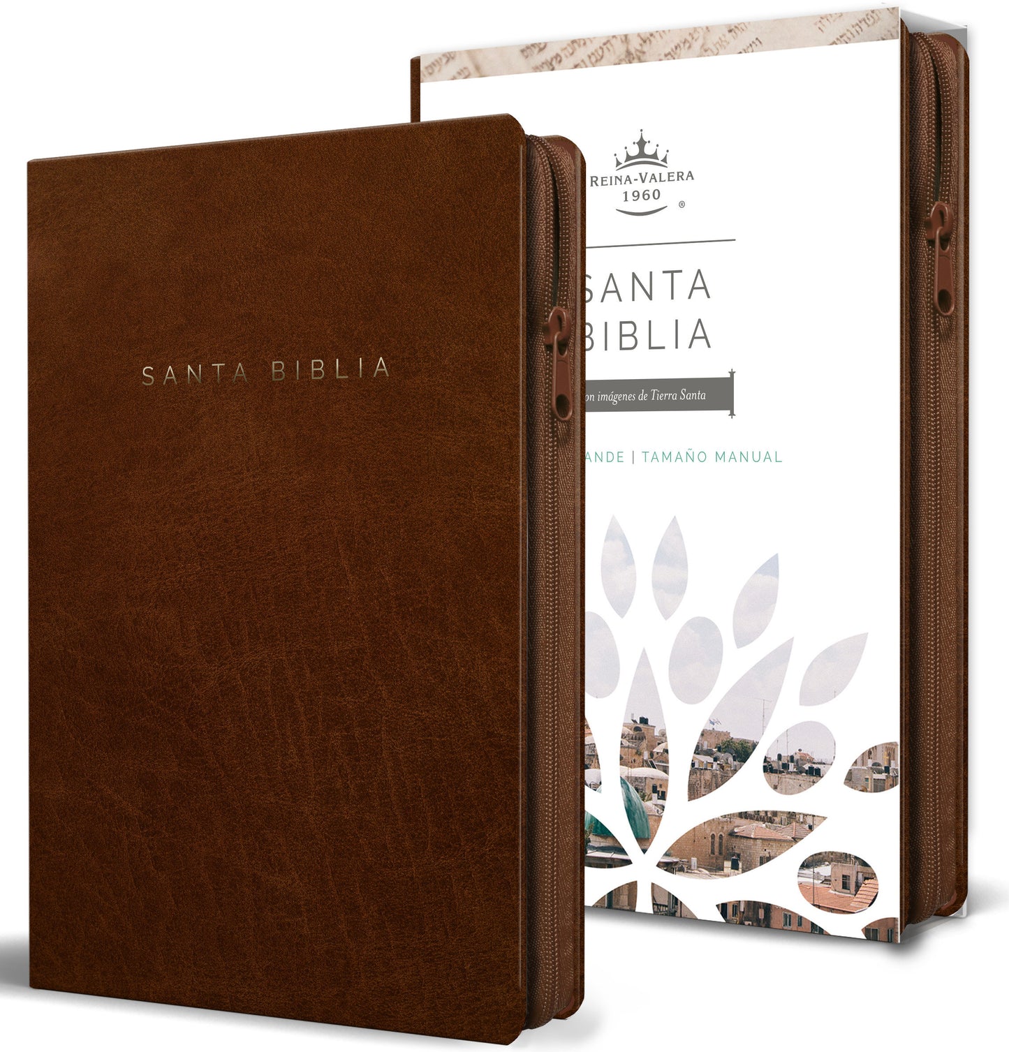 Biblia Reina Valera 1960 letra grande. S�mil piel canela, cremallera, tama�o manual / Spanish Bible RVR 1960. Handy Size, Large Print, Leathersoft, Brown Zip