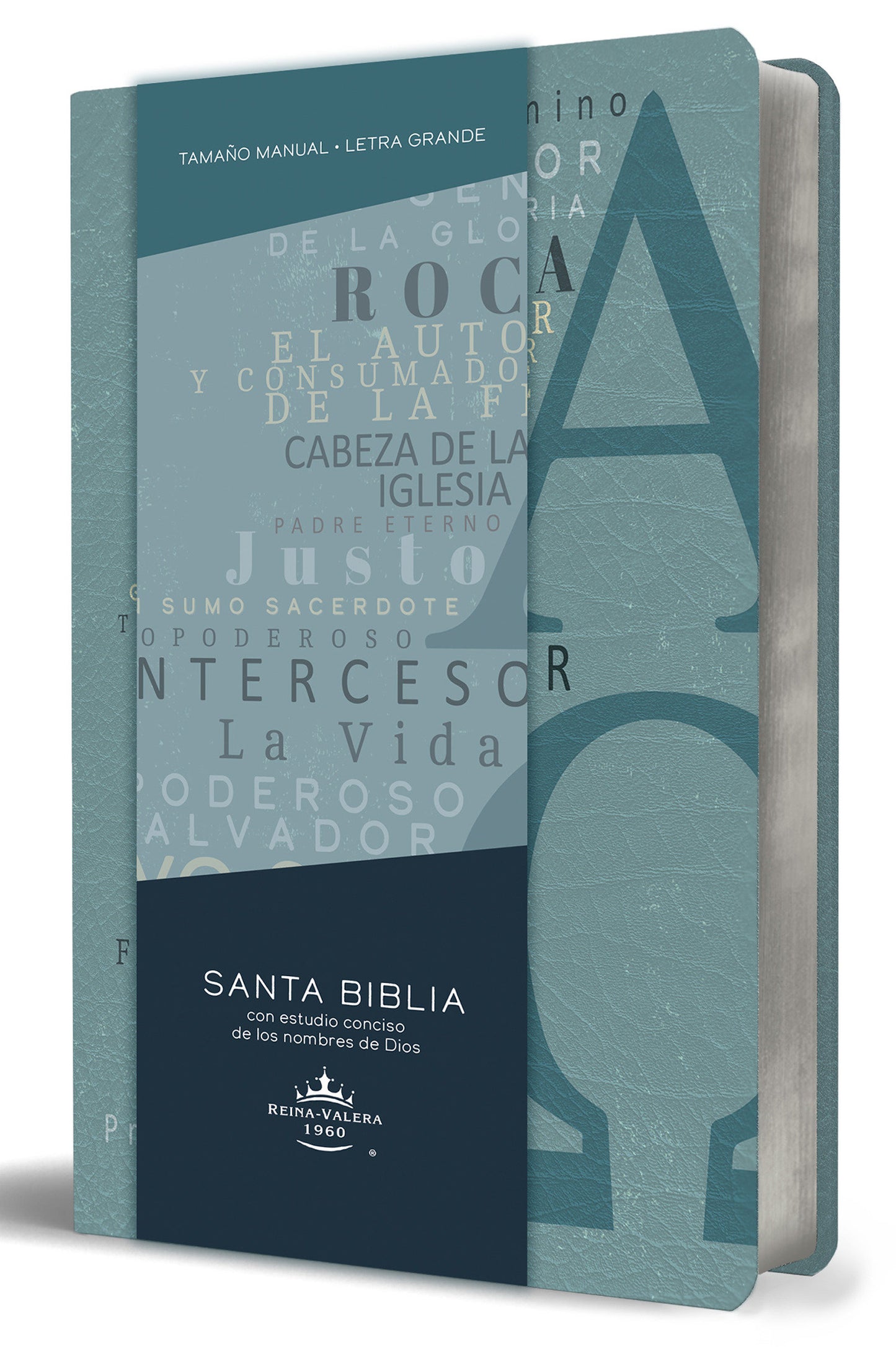 Biblia RVR 1960 letra grande tama�o manual, simil piel azul Alpha Omega con nombres de Dios / Spanish Bible RVR 1960 Handy Size Large Print Leathersoft