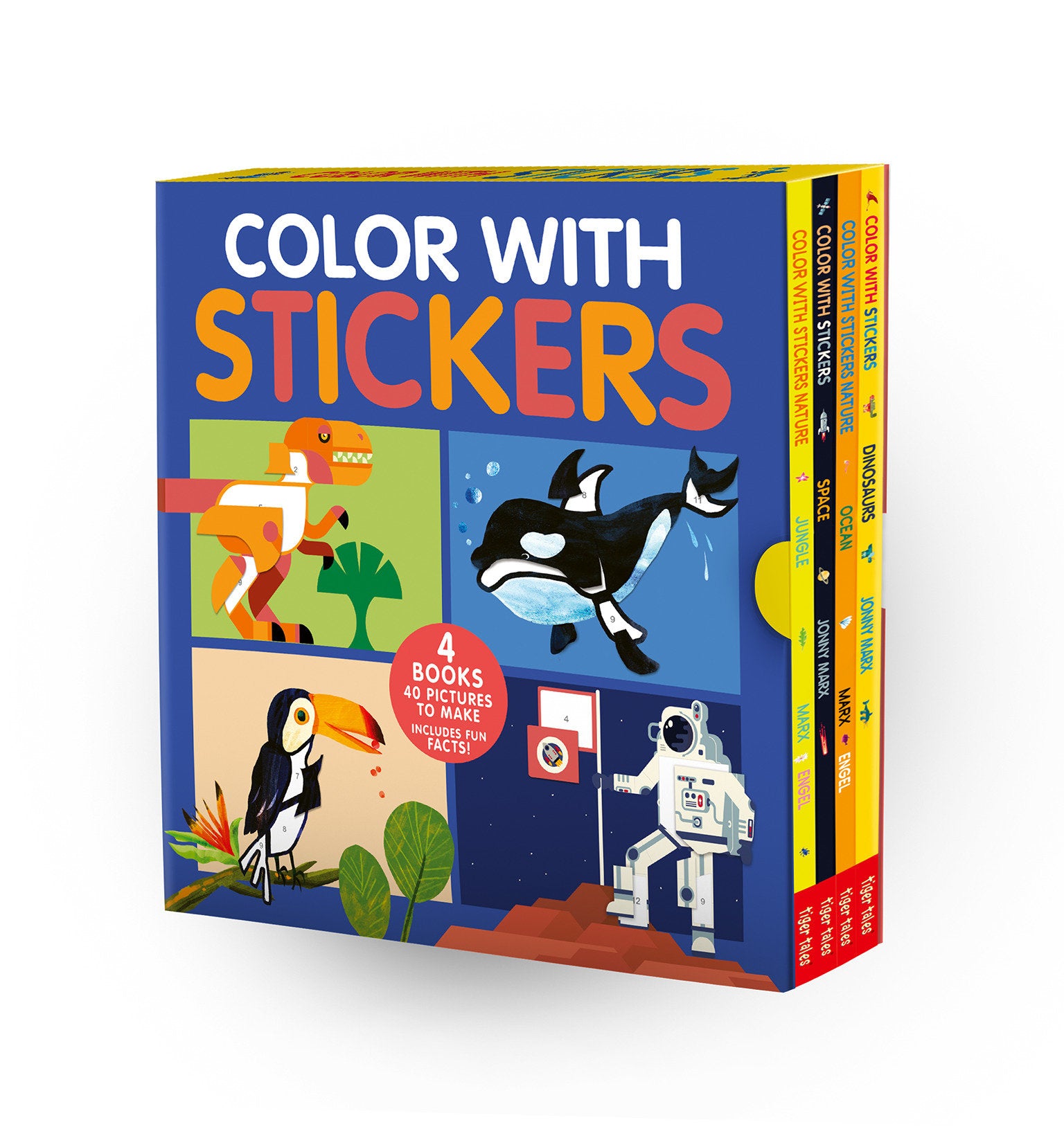 Color with Stickers 4-Book Boxed Set - Dinosaurs; Space; Jungle; Ocean (Color with Stickers)