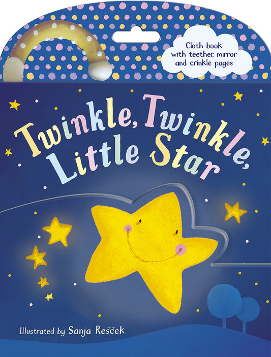 Twinkle Twinkle Little Star Cloth Book - Cloth book with teether, mirror and crinkle pages