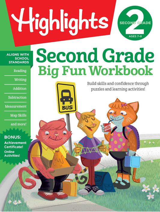 Second Grade Big Fun Workbook - 256 Pages of Puzzle-Based Practice in Math, Reading, Science and More, A Fun Second Grade Workbook for Kids to Build School Skills (Highlights Big Fun Activity Workbooks)