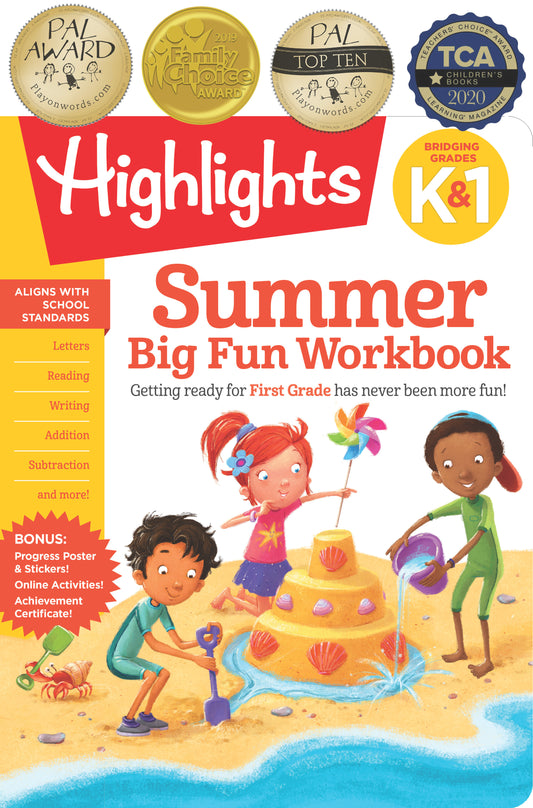 Summer Big Fun Workbook Bridging Grades K & 1 - Ready for First Grade at Home, First Grade Summer Workbook with Letters, Reading, Writing, Addition, Subtraction and More (Highlights Summer Learning)