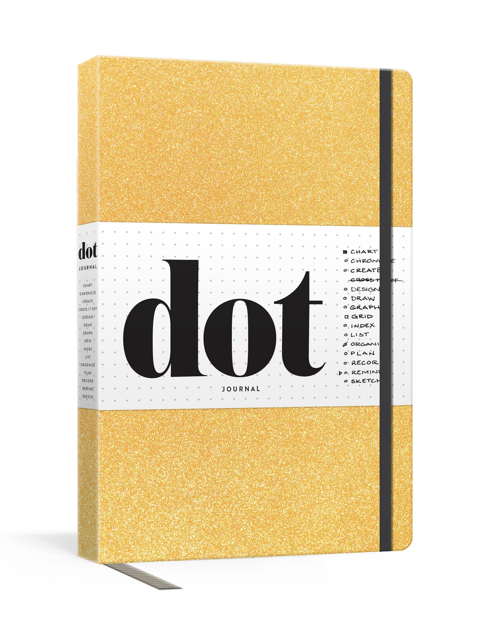 Dot Journal (Gold) - A dotted, blank journal for list-making, journaling, goal-setting: 256 pages with elastic closure and ribbon marker