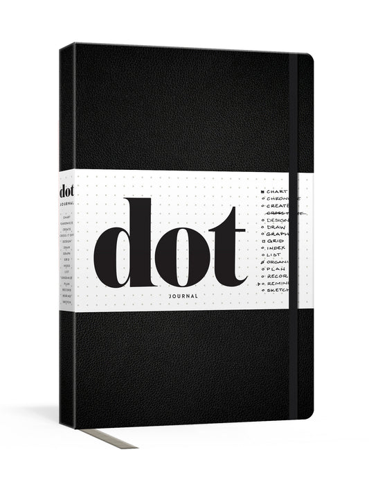 Dot Journal (Black) - A dotted, blank journal for list-making, journaling, goal-setting: 256 pages with elastic closure and ribbon marker