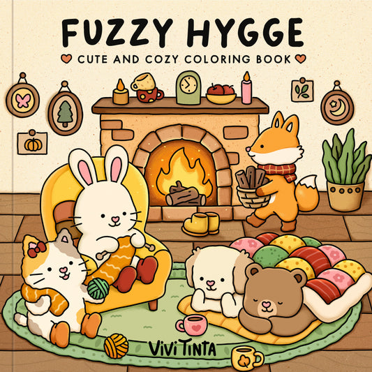 Fuzzy Hygge Coloring Book - Cute and Cozy Coloring Book