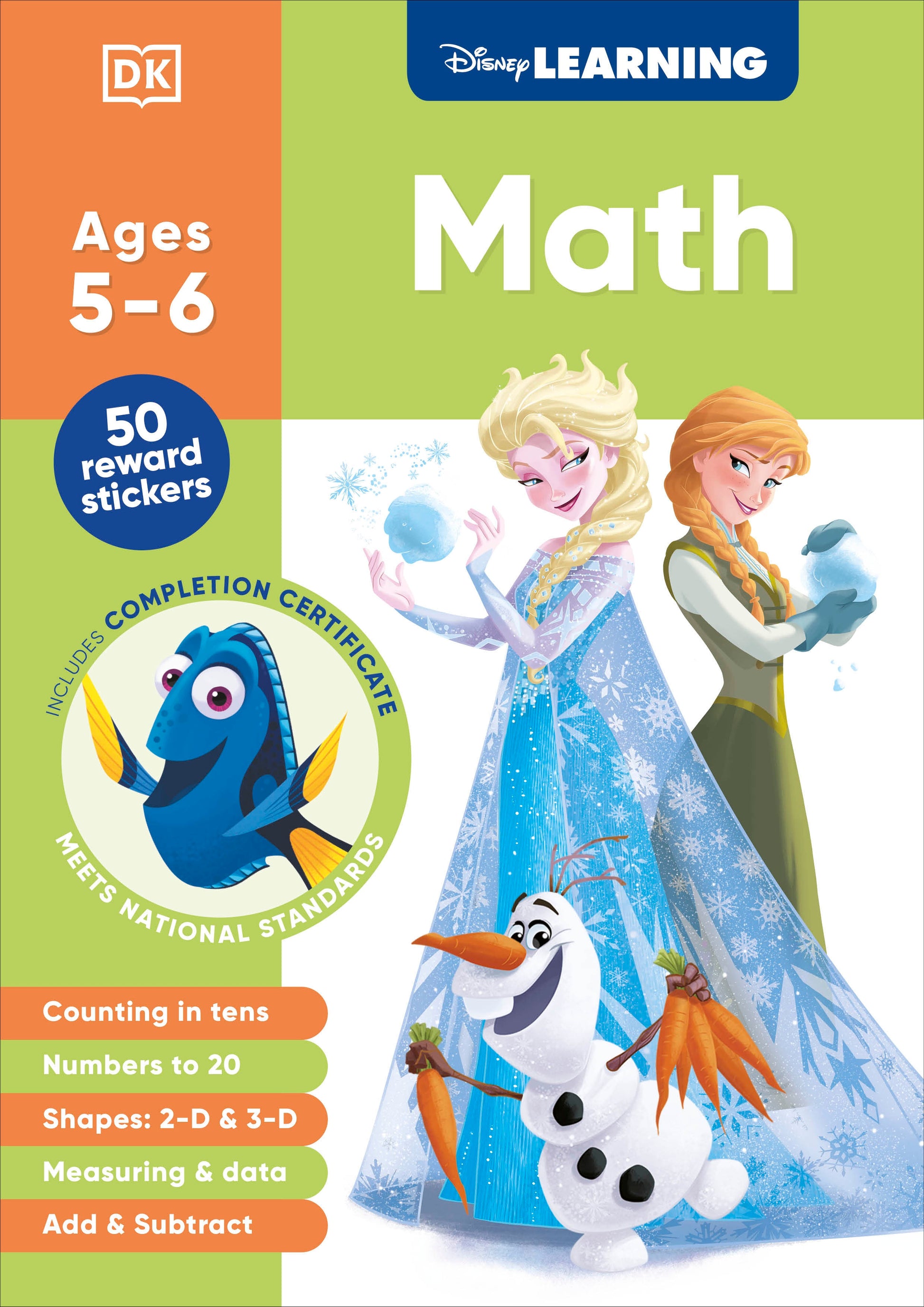 Disney Learning Math (Ages 5-6) - Kindergarten Counting, Measuring, Add & Subtract Workbook for Kids, Curriculum-Based (Disney Learning)
