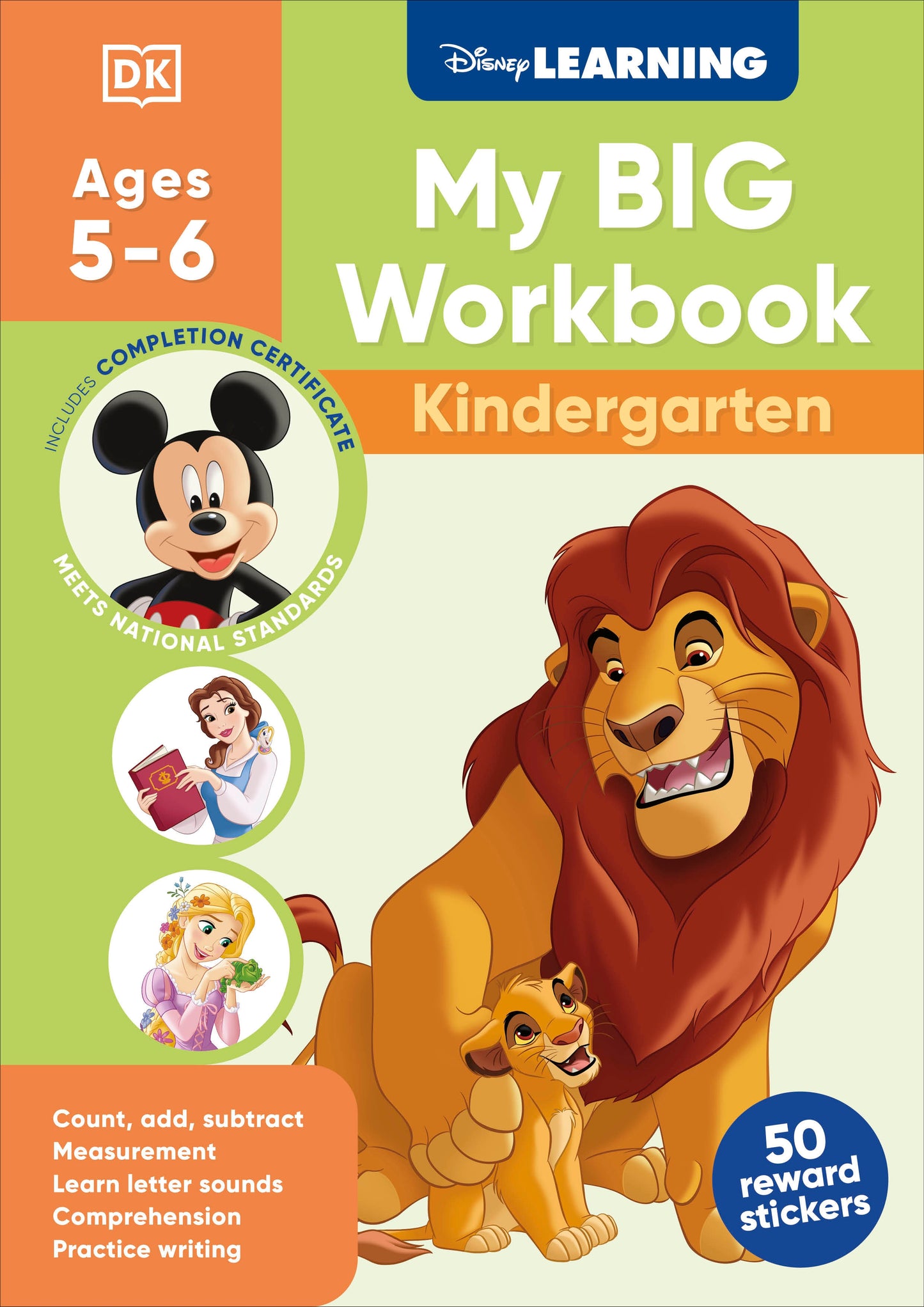 Disney Learning Big Workbook Kindergarten - Math & English Workbook for Kids Aged 5-6, Curriculum-Based (Disney Learning)