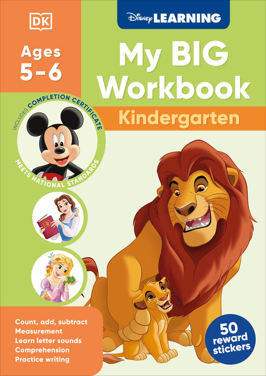 Disney Learning Big Workbook Kindergarten - Math & English Workbook for Kids Aged 5-6, Curriculum-Based (Disney Learning)