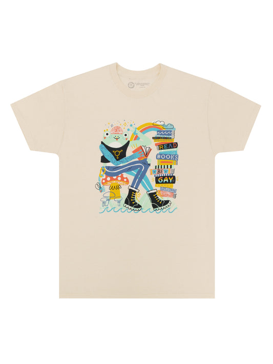 Read Books, Be Gay (Frog) Unisex T-Shirt Medium