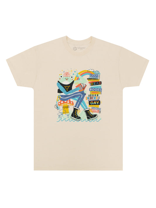 Read Books, Be Gay (Frog) Unisex T-Shirt Large