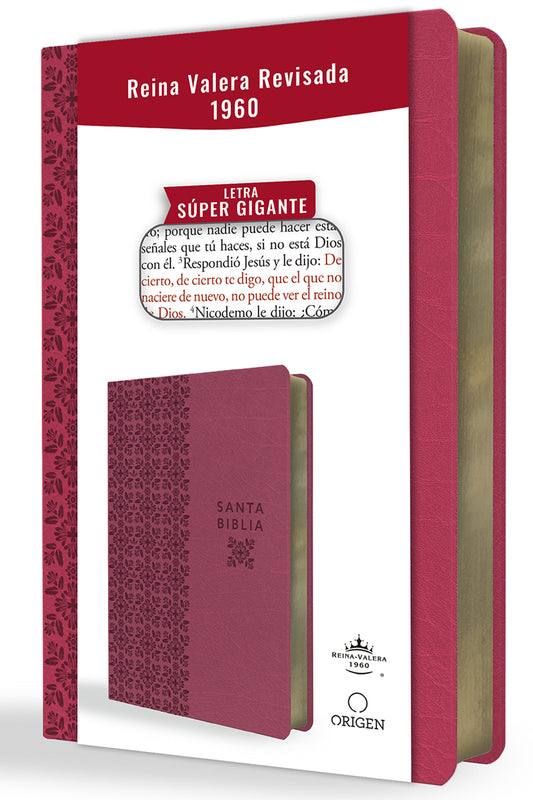 Biblia Reina Valera Revisada 1960 letra s�per gigante, s�mil piel fucsia rosada / Spanish Bible RVR 1960 Super Giant Print, Fuchsia Pink Leathersoft