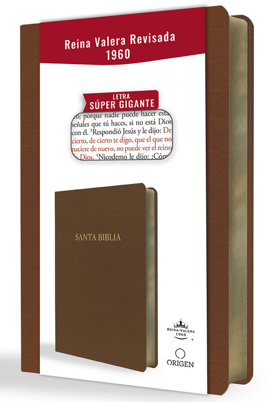 Biblia Reina Valera Revisada 1960 letra s�per gigante, s�mil piel marr�n / Spanish Bible RVR 1960 Super Giant Print, Brown Leathersoft